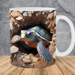 3d turtle ocean hole in a wall mug