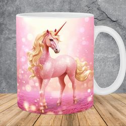 3d unicorn pink flower trees mug