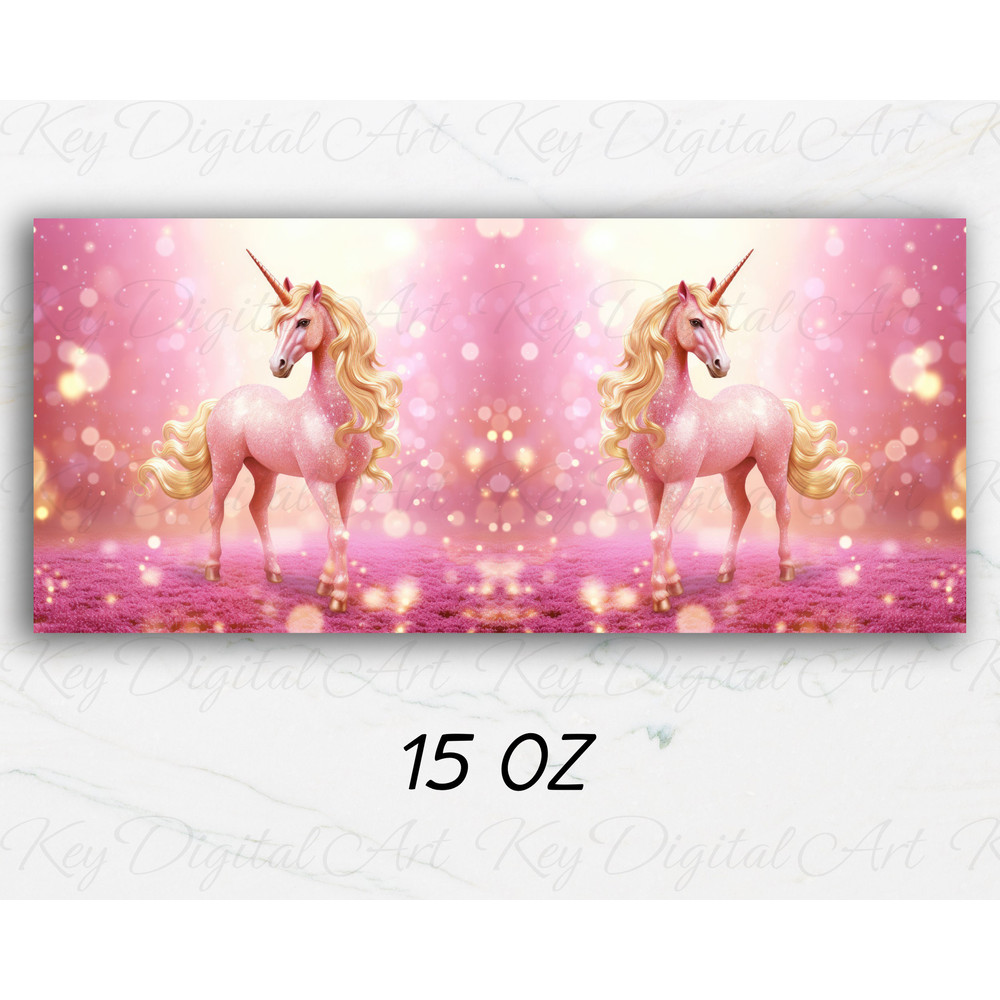 3D Unicorn Golden Pink Glitter Mug Wrap 11oz & 15oz Mug Template, 3D Mug Sublimation Design Mug Wrap Template PNG Instant Digital Download - 2.jpg