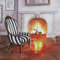 fireplace - fire - room - armchair - striped furniture - striped - fire - watercolor painting -1.JPG