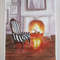 fireplace - fire - room - armchair - striped furniture - striped - fire - watercolor painting -3.JPG