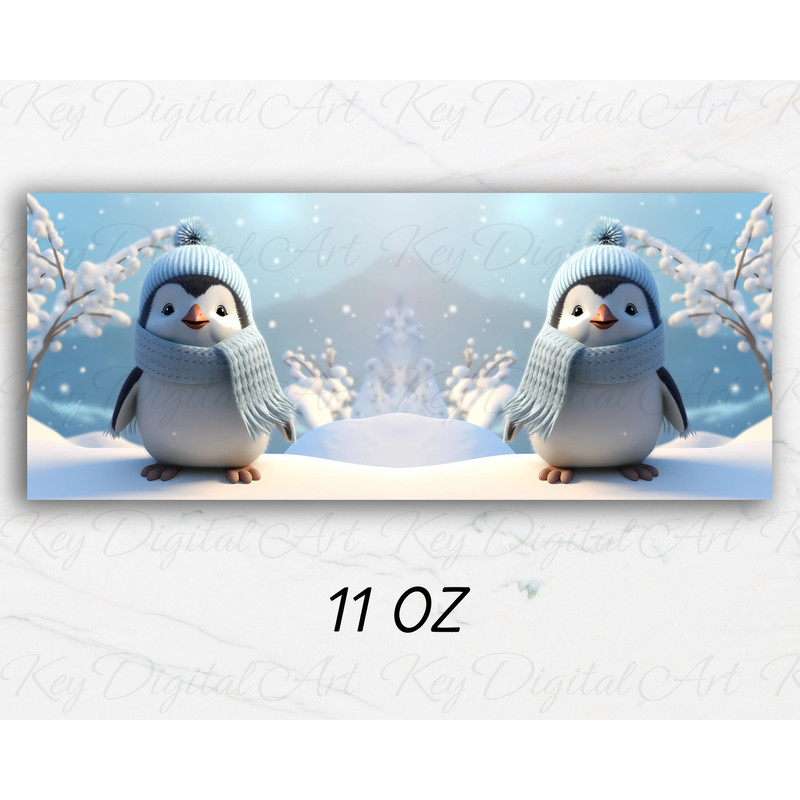 3D Winter Penguin Snow Mug Wrap 11oz & 15oz Mug Template, 3D Winter Mug Sublimation Design Mug Wrap Template PNG Instant Digital Download - 2.jpg