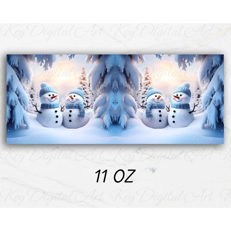3D Winter Snowmen Mug Wrap 11oz & 15oz Mug Template, 3D Snowman Mug Sublimation Design Mug Wrap Template PNG Instant Digital Download - 2.jpg