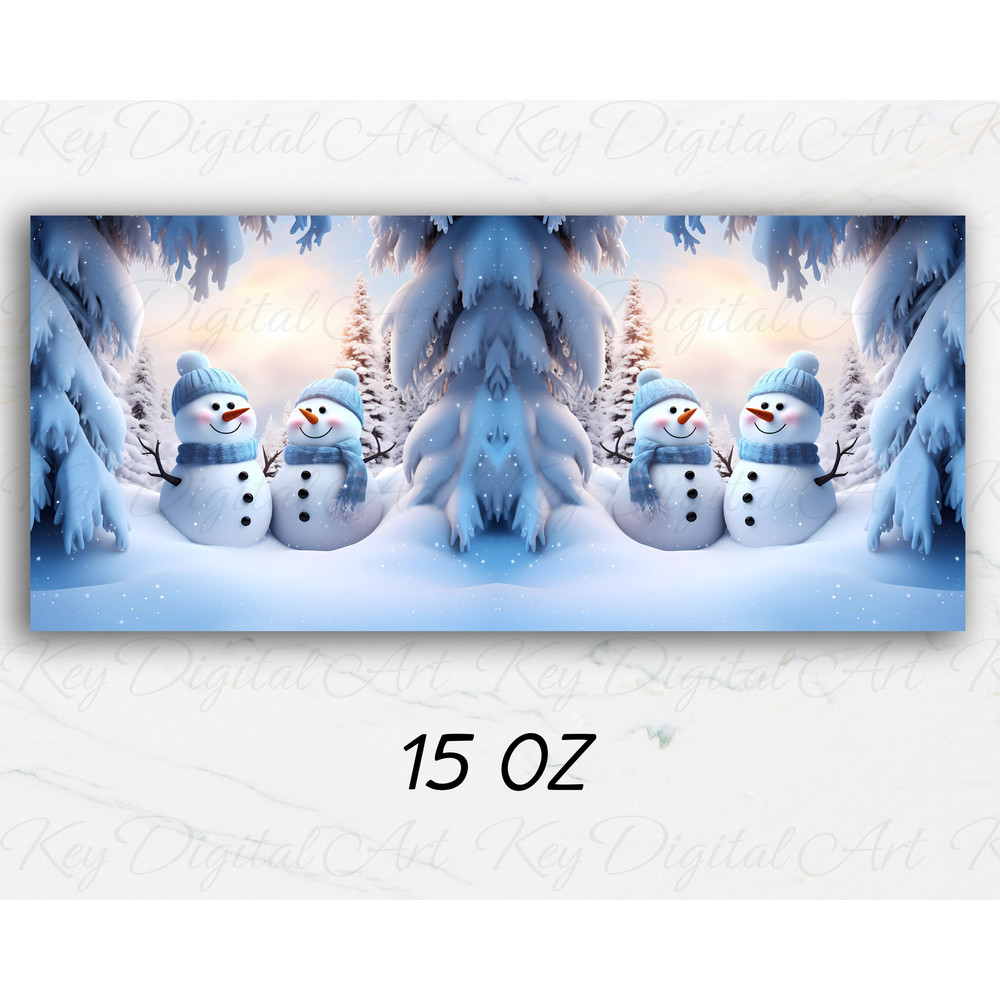3D Winter Snowmen Mug Wrap 11oz & 15oz Mug Template, 3D Snowman Mug Sublimation Design Mug Wrap Template PNG Instant Digital Download - 3.jpg