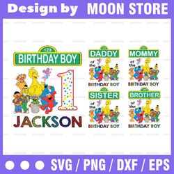 personalized name sesame street birthday png, elmo family design png, personalized birthday sesame street png, digital d