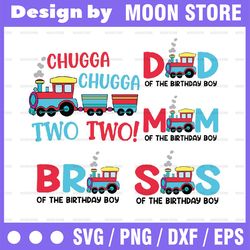 family train birthday svg, boys birthday matching family birthday svg, chugga chugga two two birthday svg, digital downl