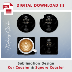 Inspired Ciroc Coaster Template - Sublimation Waterslade Pattern - Car Coaster Design - Digital Download