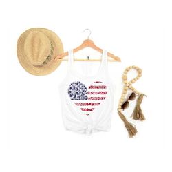 4th of july shirt, independence day tee, usa flag t-shirt, floral heart tank top, patriotic shirt, america shirt, fourth