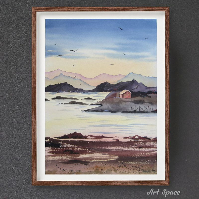gentle landscape - nature - landscape - water - stones - watercolor painting -12.jpg