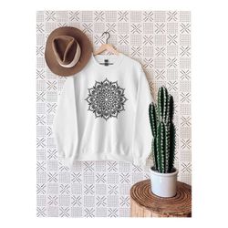 mandala lotus sweatshirt, mandala sweater, flower, yoga sweatshirt, gift for women, meditation