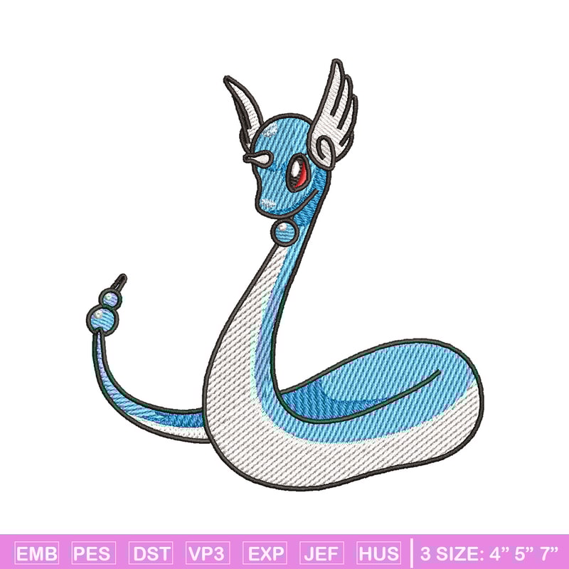Dragonair embroidery design, Pokemon embroidery, Anime design, Embroidery shirt, Embroidery file, Digital download.jpg