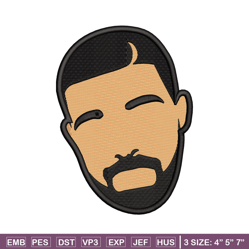 Drake face embroidery design, Drake embroidery, Embroidery file, Embroidery shirt, Emb design,Digital download.jpg