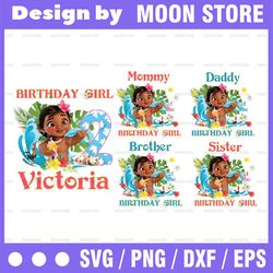 Moana Birthday Matching Birthday Png, Birthday Girl Baby Moana Png, Family Birthday Personalized shirt Custom Moana Mom