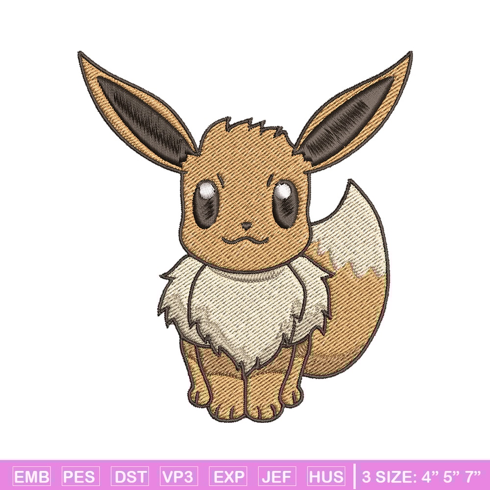 Eevee embroidery design, Pokemon embroidery, Anime design, Embroidery file, Digital download, Embroidery shirt.jpg
