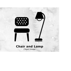 chair and lamp clipart image digital, chair clipart, chair silhouette, chair illustration, chair png transparent