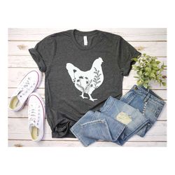 floral chicken shirt, chicken shirt, chicken gifts, floral shirt, farm shirt, best gifts, christmas gift, funny shirt, a