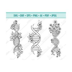 dna molecule svg, flower dna svg, double helix svg, genetic dna svg, floral biology svg, medical clipart, dna svg file,