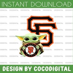 baby yoda with san francisco giants baseball png,  baby yoda mlb png, mlb png, digital download,printing