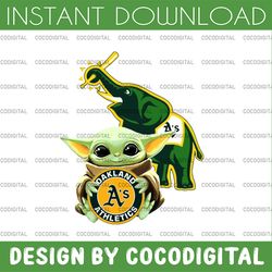 baby yoda with oakland athletics baseball png,  baby yoda mlb png, mlb png, digital download