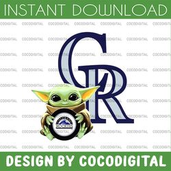 baby yoda with colorado rockies baseball png,  baby yoda mlb png, mlb png, digital download