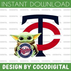 baby yoda with minnesota twins baseball png,  baby yoda mlb png, mlb png, digital download