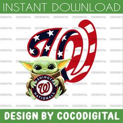 baby yoda with washington nationals baseball png,  baby yoda mlb png, mlb png, digital download