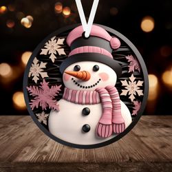 3D Wooden Snowman Ornament