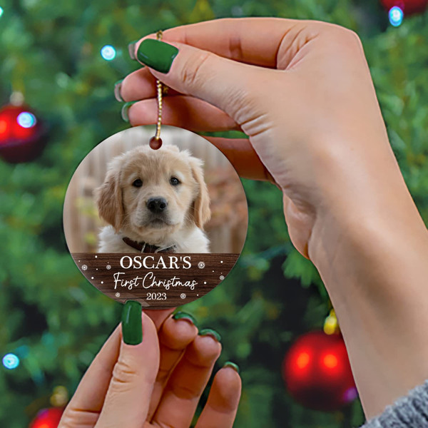 Dog's First Christmas Photo Ornament, Personalized Dog Christmas Photo Ornament, Dog Christmas Ornament 2023, Pet Memorial Ornament Gift - 2.jpg