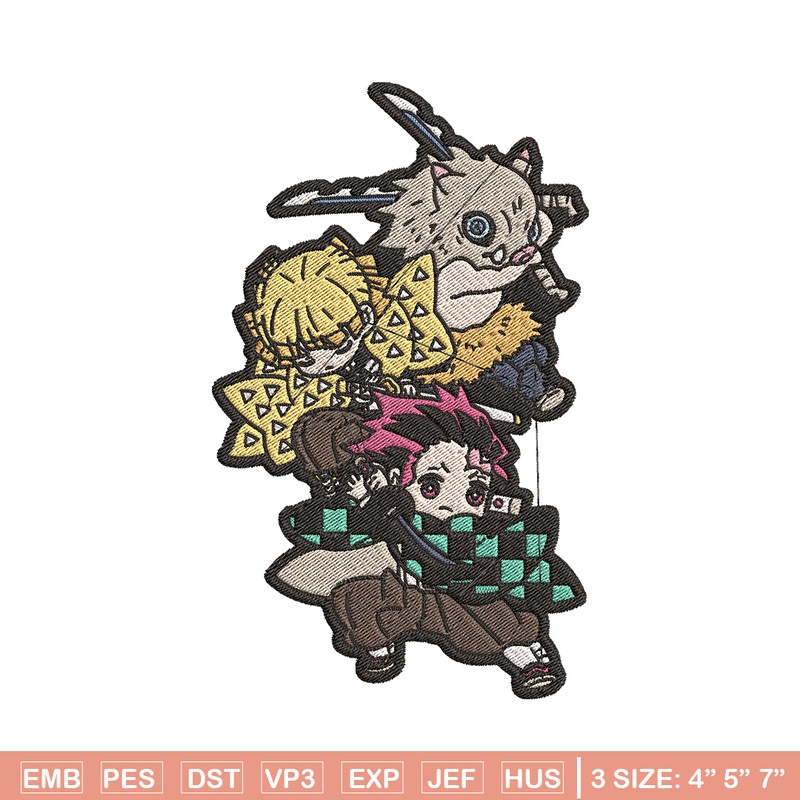 Friends chibi embroidery design, Tanjiro embroidery, Anime design, Embroidery shirt, Embroidery file, Digital download.jpg