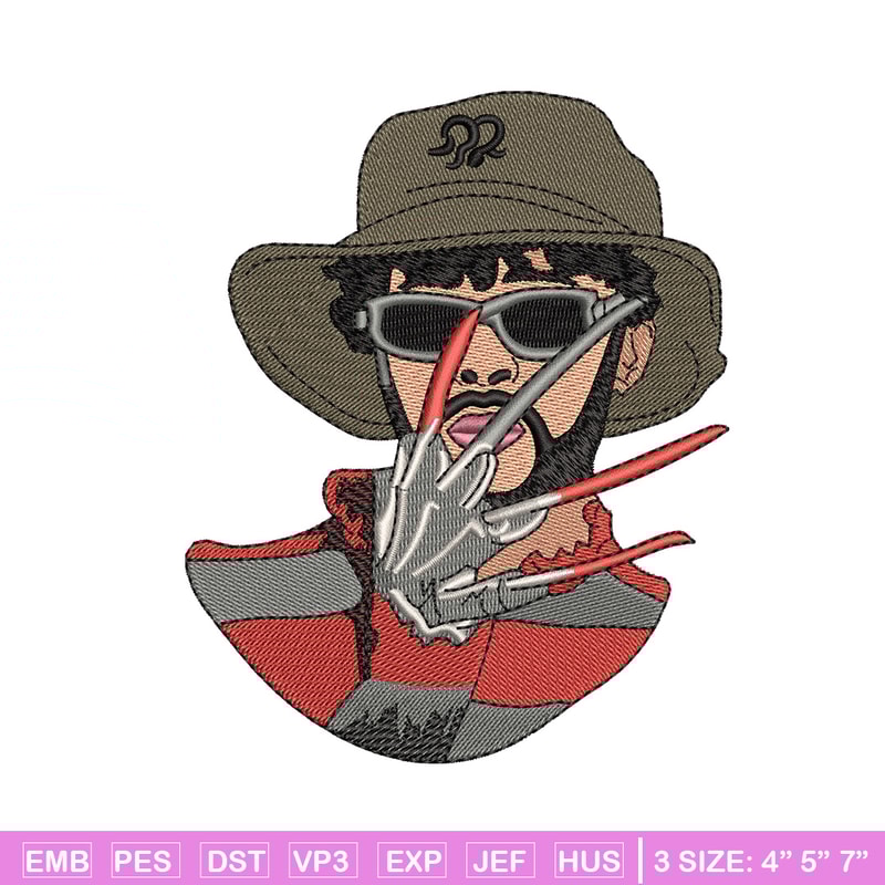 Freddy Krueger embroidery design, Horror embroidery, Embroidery file, Embroidery shirt, Emb design, Digital download.jpg