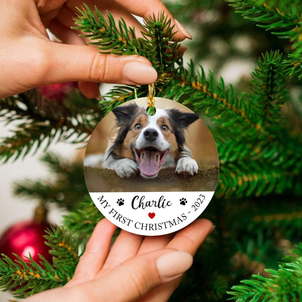 Personalized Dog Christmas Photo Ornament 2023, My First Christmas Dog Ornament, Photo Frame Puppy's 1st Christmas Tree Ornaments Gifts - 5.jpg