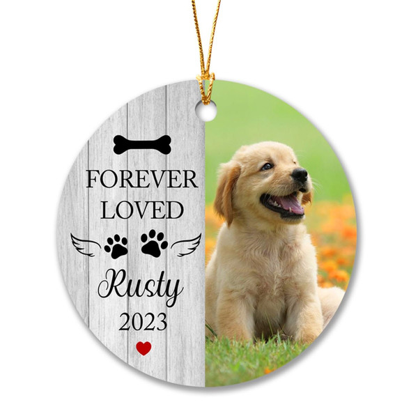 Personalized Dog Memorial Christmas Photo Frame Ornaments, Forever Loved Ornament Sympathy Keepsake Gift for Loss of Pet, Photo Dog Ornament - 2.jpg