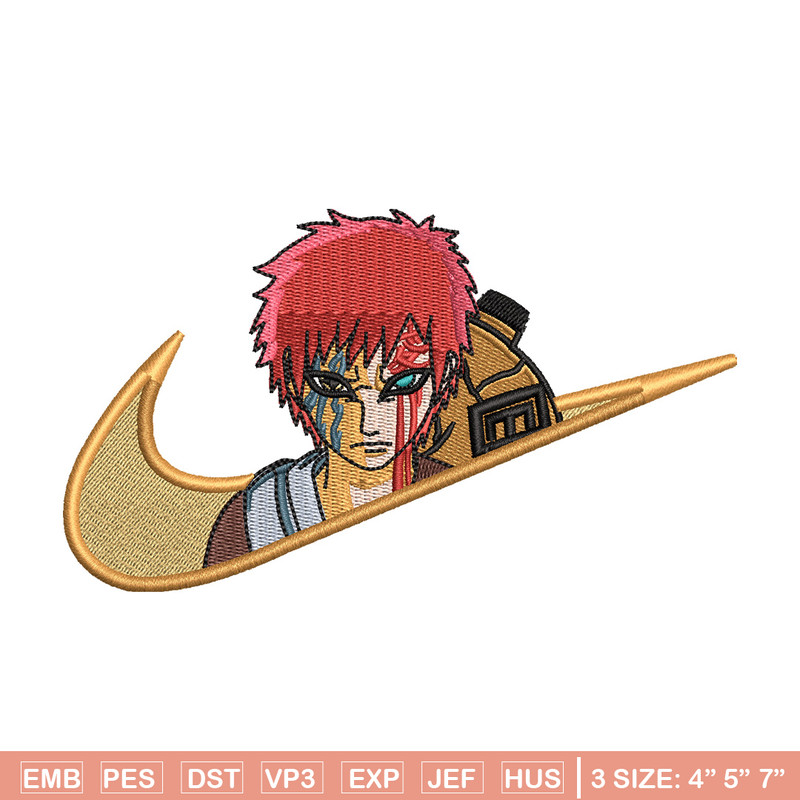 Gaara nike embroidery design, Naruto embroidery, Nike design, Embroidery shirt, Embroidery file, Digital download.jpg