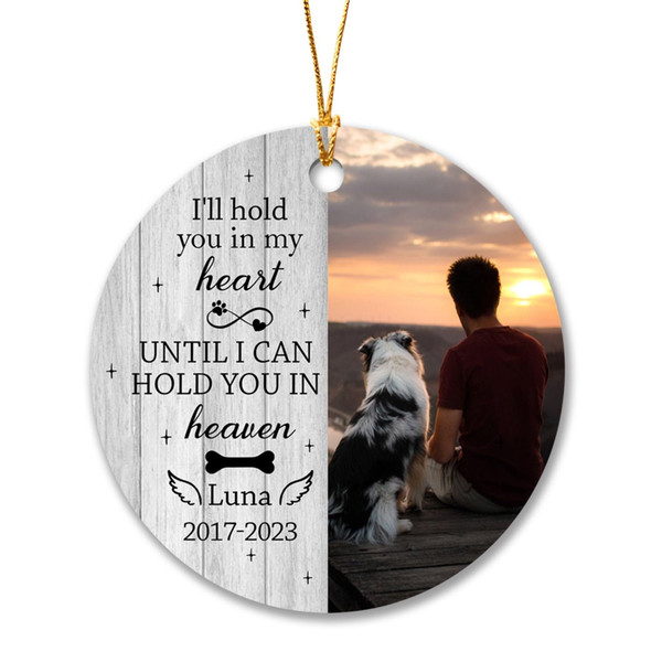 Personalized Pet Memorial Christmas Photo Ornament, I'll Hold You in My Heart Ornament Keepsake, Photo Ornaments for Loss of Dog Cat Pet - 2.jpg