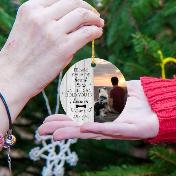 Personalized Pet Memorial Christmas Photo Ornament, I'll Hold You in My Heart Ornament Keepsake, Photo Ornaments for Loss of Dog Cat Pet - 3.jpg