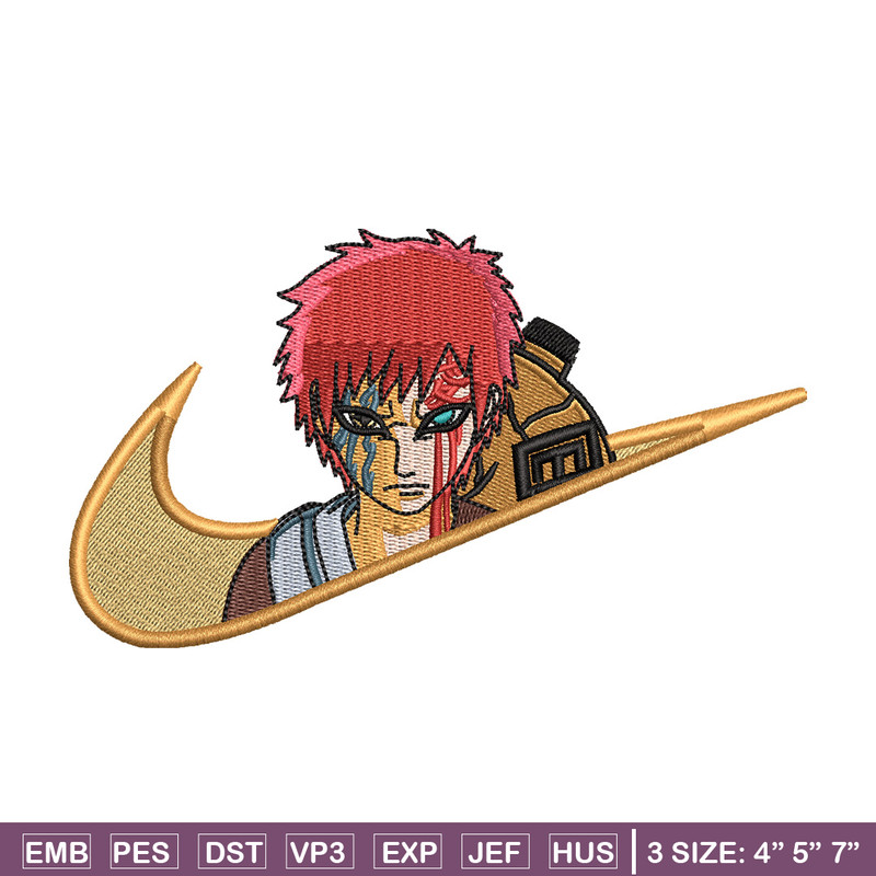 Gaara nike embroidery design, Naruto embroidery, Nike design, Embroidery shirt, Embroidery file, Digital download.jpg