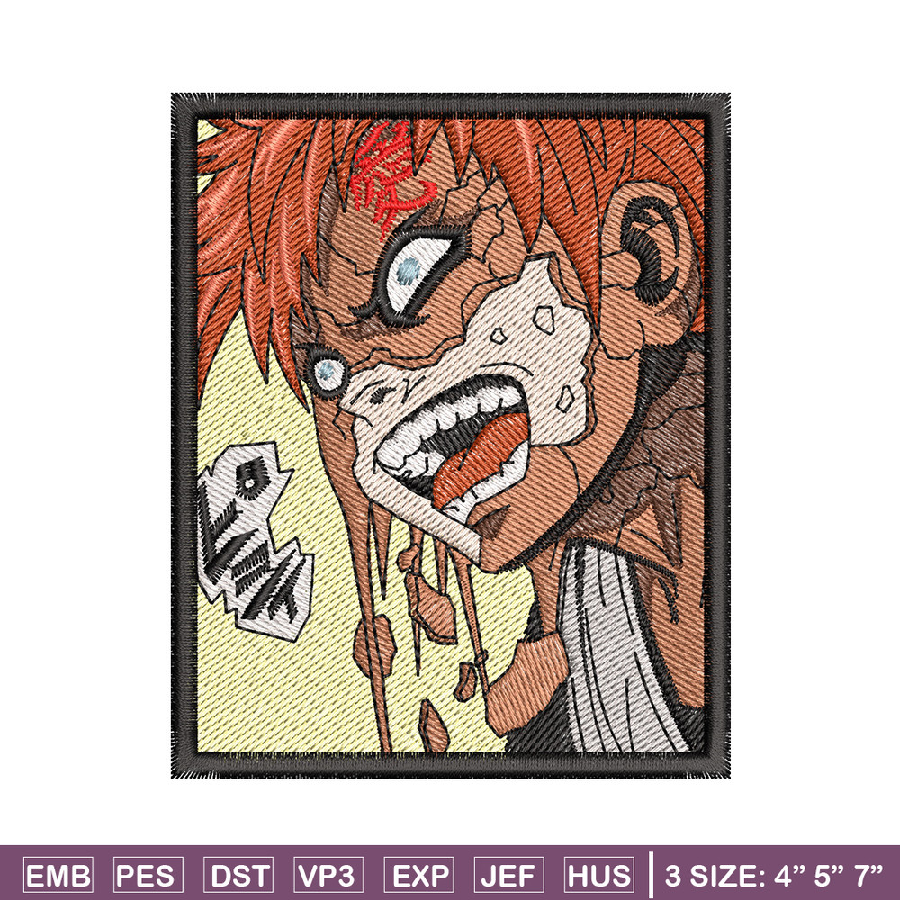 Gaara rectangle embroidery design, Naruto embroidery, Anime design, Embroidery shirt, Embroidery file, Digital download.jpg