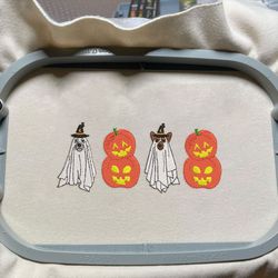 Vintage Ghost Dogs Embroidery Machine Design, Stay Spooky Embroidery Design, Spooky Halloween Embroidery Design