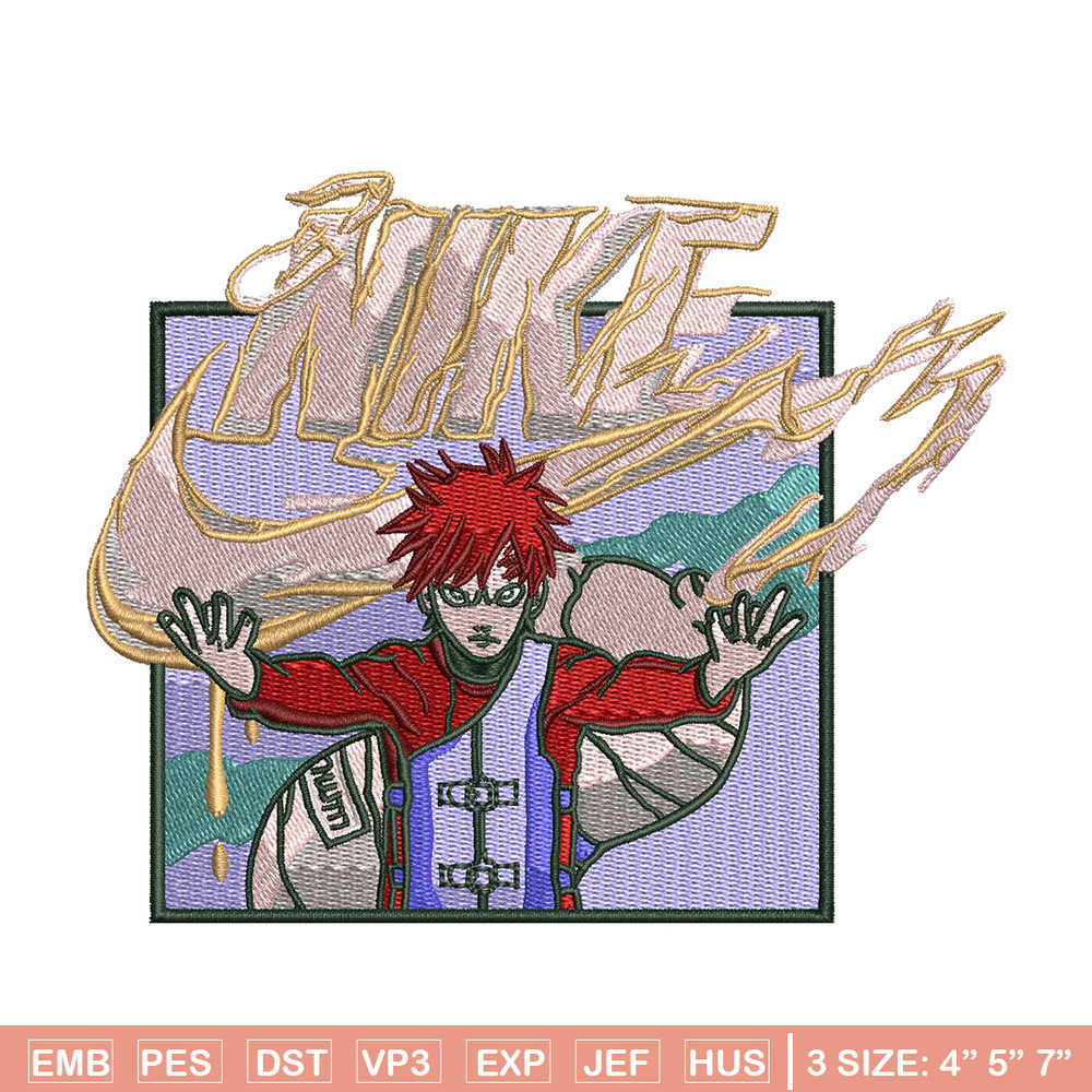 Gaara x nike embroidery design, Naruto embroidery, Nike design, Embroidery shirt, Embroidery file, Digital download.jpg