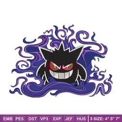 gengar embroidery design, pokemon embroidery, embroidery shirt, embroidery file, anime design, digital download
