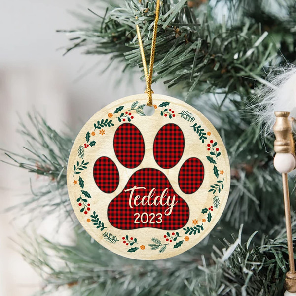 Pet Paw Christmas Ornament, Custom Dog Paw Print Christmas Ornament, Pet Memorial Ornament for Pet Owner, Christmas Gift, Dog Keepsake - 1.jpg