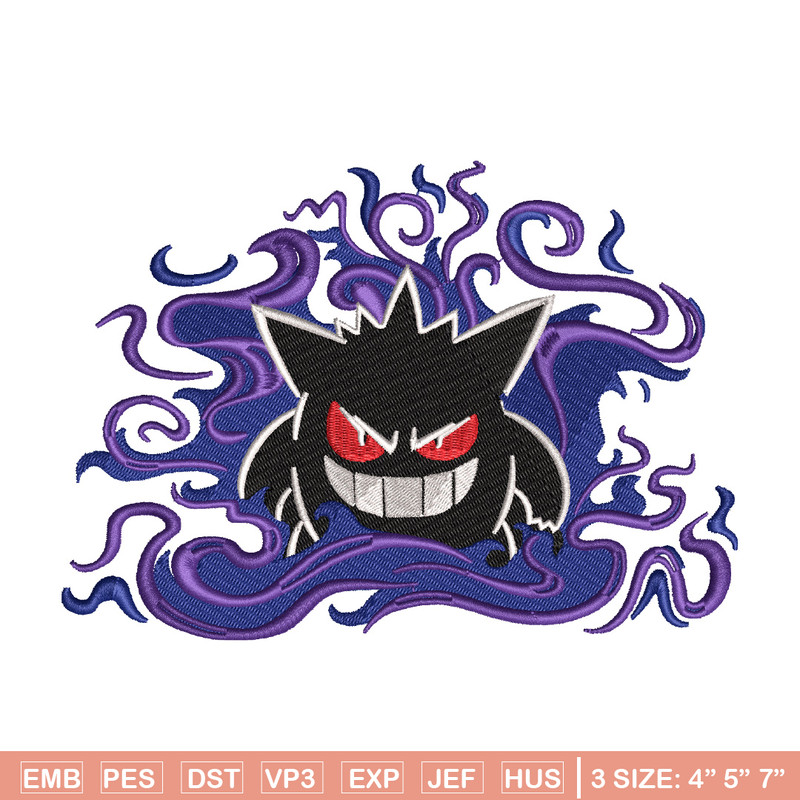 Gengar embroidery design, Pokemon embroidery, Embroidery shirt, Embroidery file, Anime design, Digital download.jpg