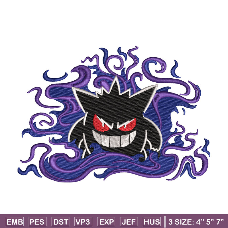Gengar embroidery design, Pokemon embroidery, Embroidery shirt, Embroidery file, Anime design, Digital download.jpg