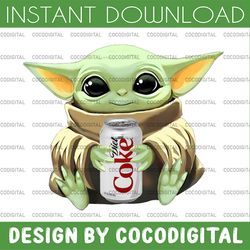 baby yoda with diet coke png,  baby yoda png, sublimation ready, png files for sublimation