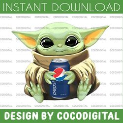 baby yoda with pepsi png,  baby yoda png, sublimation ready, png files for sublimation