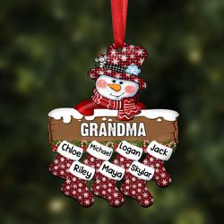 Snowman Christmas Stocking Custom Kids names Christmas 2023 Ornament