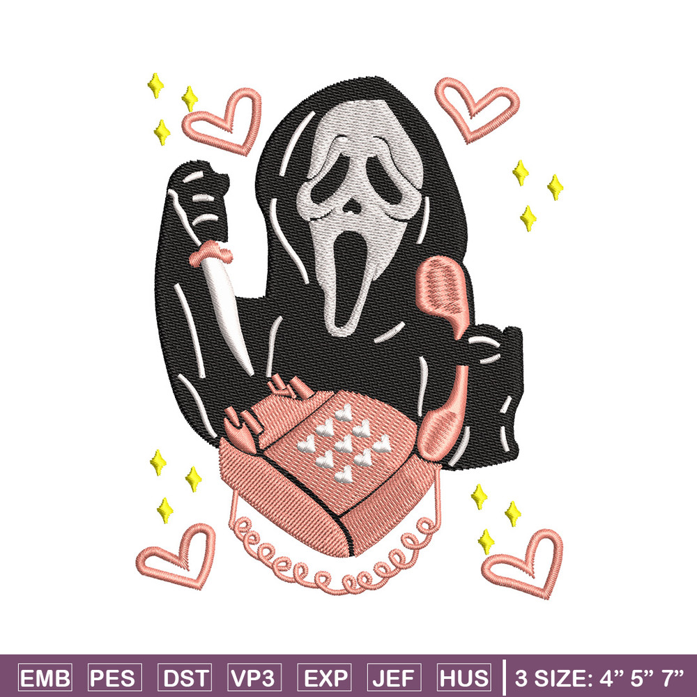 Ghost horror embroidery design, Ghost embroidery, Emb design, Embroidery shirt, Embroidery file, Digital download.jpg