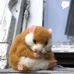 Realistic hamster portrait sculpture