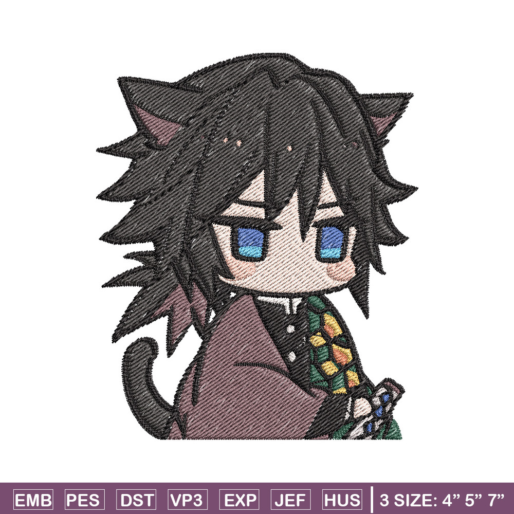 Giyu cat embroidery design, Giyu embroidery, Anime design, Embroidery shirt, Embroidery file, Digital download.jpg
