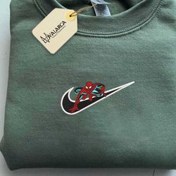 nike x spider man embroidered sweatshirt, inspired brand embroidered sweatshirt, brand embroidered hoodie, inspired brand embroidered crewneck, brand embroidered gift